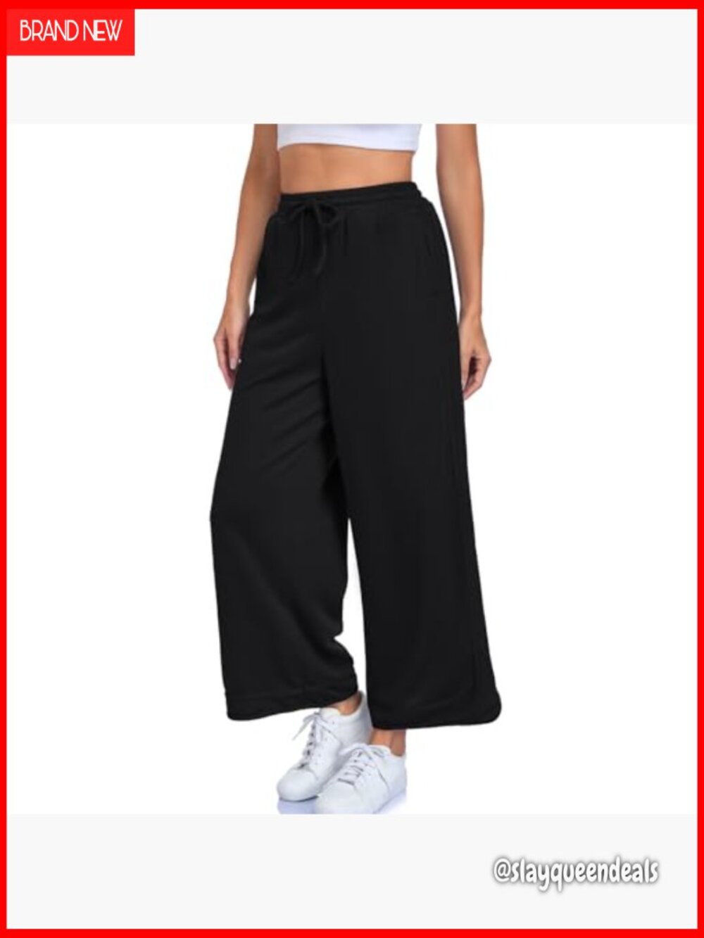 Baggy Wide Leg Sweatpants High Waisted Palazzo Pants Loose Drawstring Lounge - Picture 4 of 7